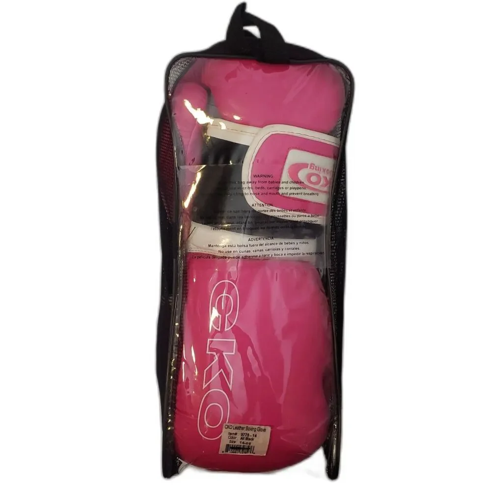 CKO Pink Leather Kick Boxing Gloves 14 oz NEW